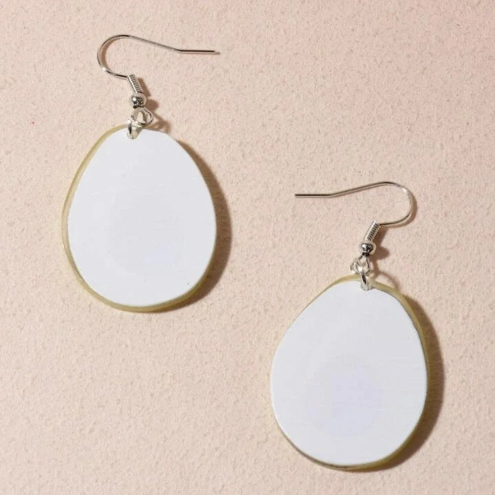 Avocado Drop PMMA Earrings New with Tags Stainless Hook Lightweight Silver Cute